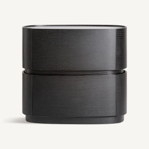 NOPTIERA MODERNA ISOLA 55CM, REALIZATA DIN LEMN, FURNIR DE NUC SI CERAMICA, CULOARE NUC/MARMURA, REALIZATA MANUAL - Img 2