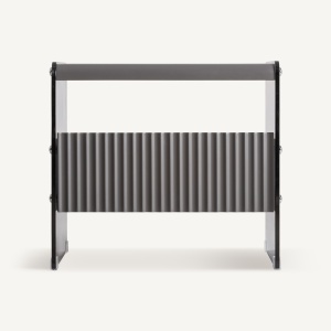NOPTIERA MODERNA MEYLAN 50CM, REALIZATA DIN LEMN, MDF SI STICLA, CULOARE GRI FUMURIU, REALIZATA MANUAL - Img 2