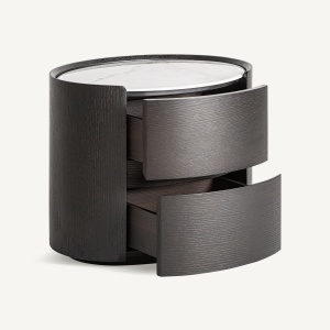 NOPTIERA MODERNA ZOFINGEN 60CM, REALIZATA DIN LEMN, FURNIR DE NUC SI PIATRA SINTERIZATA, CULOARE NUC/MARMURA, REALIZATA MANUAL - Img 3
