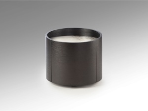 NOPTIERA ROTUNDA IZA, REALIZATA DIN MDF SI STICLA, FINISAJ STEJAR/NEGRU/MARMURA, STIL MODERN