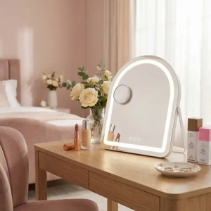 OGLINDA COSMETICA PENTRU MACHIAJ, CU LED, GLAM 40X45, ALBA - Img 4