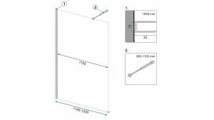 PARAVAN DE DUS REA AERO, 100CM, NEGRU MAT, DIN STICLA, CALITATE SUPERIOARA - Img 7
