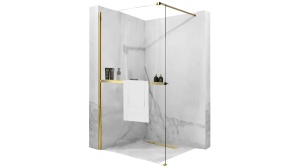 PARAVAN DE DUS REA AERO N WALK IN, 120CM, AURIU, DIN STICLA, CALITATE SUPERIOARA - Img 1