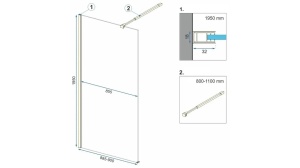 PARAVAN DE DUS REA AERO OMBRE, 90CM, AURIU PERIAT/ALB, DIN STICLA, CALITATE SUPERIOARA - Img 6