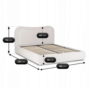PAT 160X200CM, ARTIM MEBLE, CU SPATIU DE DEPOZITARE, REALIZAT DIN TEXTIL BOUCLE CREM, STIL MODERN - Img 11