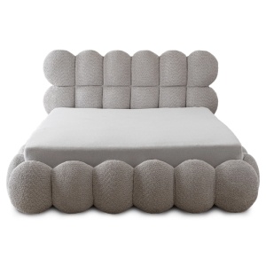 PAT 160X200CM, ARTIM MEBLE, CU SPATIU DE DEPOZITARE, REALIZAT DIN TEXTIL BOUCLE GRI, STIL MODERN - Img 6