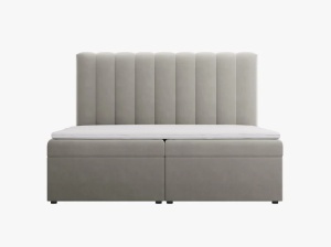 PAT CONTINENTAL TAPITAT KELP, 180X200, GRI DESCHIS, SOMIERA RABATABILA, CU TAPITERIE DIN CATIFEA BLUVEL, MICADONI - Img 2