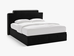 PAT CONTINENTAL TAPITAT PRINCESS, 200X200, NEGRU FILDES, SOMIERA RABATABILA, CU TAPITERIE DIN CATIFEA MAGIC VELVET, MICADONI