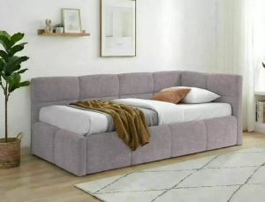 PAT DIVAN STIL EMMA, CU SOMIERA RABATABILA, 90X200 CM, ROZ PUDRA RAVEN 91, TAPITERIE DIN TEXTIL RAVEN, STIL MODERN