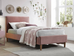 PAT DORMITOR ACOMA, 90 CM, ROZ BLUVEL 52, TAPITERIE DIN CATIFEA, STIL MODERN