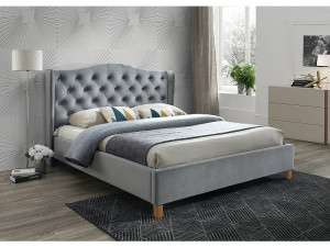 PAT DORMITOR ASPEN, 160 CM, GRI BLUVEL 14, TAPITERIE DIN CATIFEA, STIL MODERN