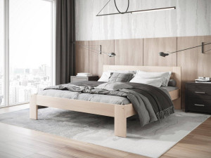 PAT DORMITOR MATILDA, 160X200 CM, NATURAL, DIN LEMN MASIV, STIL MODERN