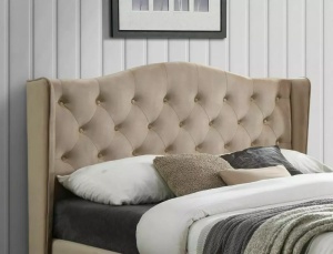 PAT DORMITOR STIL ASPEN, 160 CM, BEJ BLUVEL 28, TAPITERIE DIN CATIFEA, CU SOMIERA INCLUSA, STIL MODERN - Img 2