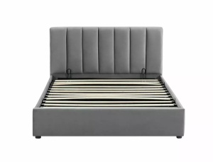 PAT DORMITOR STIL MONTREAL, CU SPATIU DE DEPOZITARE, 120 CM, GRI TAP 192, TAPITERIE DIN CATIFEA, STIL MODERN - Img 4