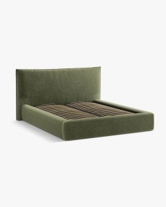 PAT KAELLE, 180X200 CM, VERDE, CU SOMIERA RABATABILA, TAPITAT CU TAPITERIE DIN TEXTIL CHENILLE PERFECT HARMONY, MICADONI - Img 3