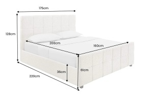 PAT PRESTIGE 160X 220CM, CU SPATIU DE DEPOZITARE, REALIZAT DIN LEMN SI TEXTIL BOUCLE, DE CULOARE CREM, ARTIM GROUP SELECTION - Img 4