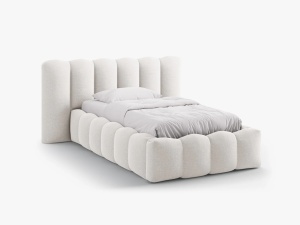 PAT SINGLE LUPINE, BEJ DESCHIS, CU TAPITERIE DIN TEXTIL STRUCTURAT MOLYBDEN, MICADONI
