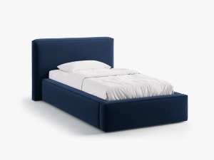 PAT SINGLE, TAPITAT, JODIE, ALBASTRU ROYAL, SOMIERA RABATABILA, CU TAPITERIE DIN CATIFEA BLUVEL, MICADONI