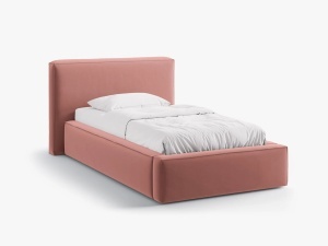 PAT SINGLE, TAPITAT, JODIE, ROZ, SOMIERA RABATABILA, CU TAPITERIE DIN CATIFEA BLUVEL, MICADONI