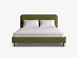 PAT TAPITAT AVELINE, 160X200, VERDE MASLINIU INCHIS, CU TAPITERIE DIN TEXTIL BOUCLE BALOO, MICADONI - Img 2