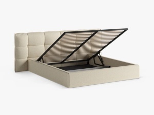 PAT TAPITAT ERIC, 200X200, BEJ DESCHIS, CU TAPITERIE DIN TEXTIL STRUCTURAT PUENTE, MICADONI - Img 4