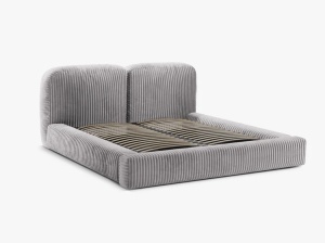 PAT TAPITAT MARTINA, 160X200, GRI DESCHIS, SOMIERA RABATABILA, CU TAPITERIE DIN TEXTIL CORDUROY TILIA, MICADONI - Img 3
