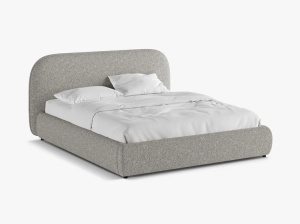PAT TAPITAT, MURADA, 160x200, MELANJ GRI DESCHIS, CU TAPITERIE DIN TEXTIL CHENILLE TRACY, MICADONI - Img 3