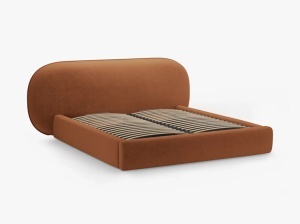 PAT TAPITAT, OVALO, 160x200, CARAMIZIU, SOMIERA RABATABILA, CU TAPITERIE DIN TEXTIL CHENILLE PERFECT HARMONY, MICADONI - Img 3