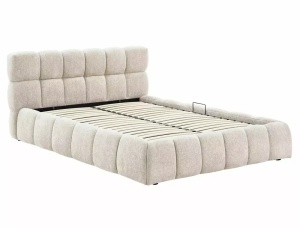 PAT TAPITAT PARMA RAVEN 160X200, BEJ, TAPITERIE DIN TEXTIL SI PICIOARE DIN METAL, CU SOMIERA RABATABILA, STIL MODERN