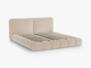 PAT TAPITAT SOLANGE, 200X200, NISIPIU, SOMIERA RABATABILA, CU TAPITERIE DIN TEXTIL CHENILLE SILENCIO, MICADONI - Img 3