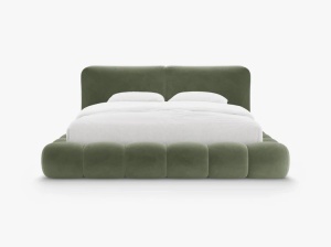 PAT TAPITAT SOLANGE, 200X200, VERDE, SOMIERA RABATABILA, CU TAPITERIE DIN CATIFEA MAGIC VELVET, MICADONI - Img 2