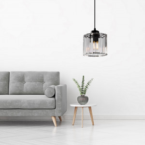 PENDUL BLACK CRYSTAL APP511-1CP, 14X90, NEGRU, DIN METAL SI STICLA, STIL MODERN, TU - Img 5