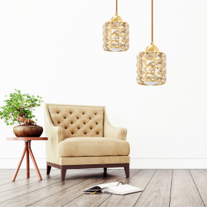 PENDUL CRYSTAL GOLD APP724-1CP, 85X10, AURIU, DIN METAL SI STICLA, STIL MODERN, TU - Img 5