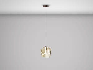 PENDUL INGRID, 35/160 CM, BRONZ PERIAT/SAMPANIE, DIN ALUMINIU SI STICLA, STIL MODERN - Img 4