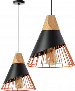 PENDUL SCANDINAVIAN METAL APP225-1CP, 25x28x100 cm, NEGRU SI MARO/NATURAL, DIN LEMN SI METAL, STIL MODERN, TU - Img 1