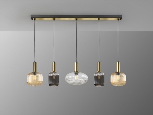PLAFONIERA ARGOS 128CM, AURIU/TRANSPARENT, DIN METAL SI STICLA, STIL MODERN - Img 5
