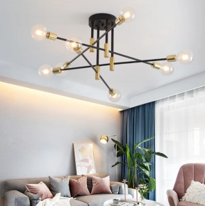 PLAFONIERA MODERNA 8, APP733-8C, 38x80 cm, NEGRU SI AURIU, DIN METAL DE INALTA CALITATE, STIL MODERN, TU - Img 2