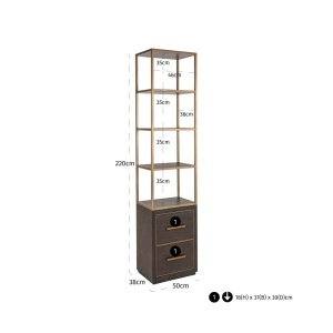 RAFT ORGANIZATOR CARTER 214129, CONFECTIONAT DIN METAL, LEMN DE STEJAR, FURNIR SI PAL, CULOARE AURIE/MARO, STIL MODERN - Img 7