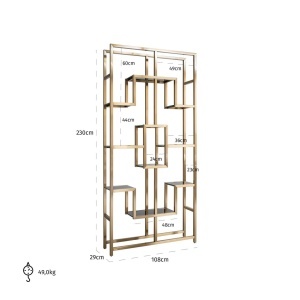 RAFT ORGANIZATOR MAGNUS 212461, CONFECTIONAT DIN OTEL INOXIDABIL SI STICLA SECURIZATA, CULOARE AURIU PERIAT, STIL MODERN - Img 4