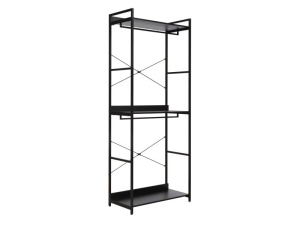 RAFT/ORGANIZATOR RIN A, NEGRU MAT, DIN PLACA LAMINATA SI METAL, STIL MODERN, SIGNAL