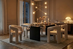 SCAUN, ARCH, REALIZAT DIN TEXTIL BOUCLE ALB/CREM, DESIGN MODERN, ARTIM GROUP SELECTION - Img 12