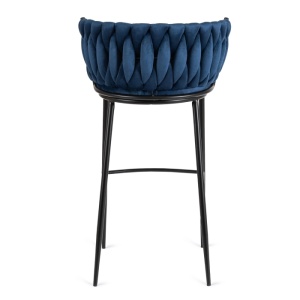 SCAUN BAR, ARTIM MEBLE, REALIZAT DIN CATIFEA SI METAL, CULOARE ALBASTRU/NEGRU, STIL MODERN - Img 6