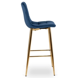 SCAUN BAR, ARTIM MEBLE, REALIZAT DIN CATIFEA SI METAL, CULOARE ALBASTRU/AURIU, STIL MODERN - Img 5