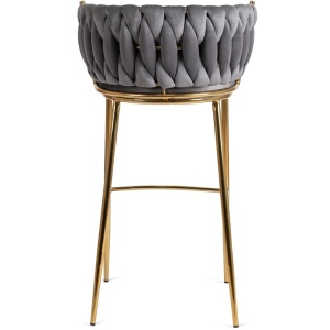 SCAUN BAR, ARTIM MEBLE, REALIZAT DIN CATIFEA SI METAL, CULOARE GRI/AURIU, STIL MODERN - Img 5