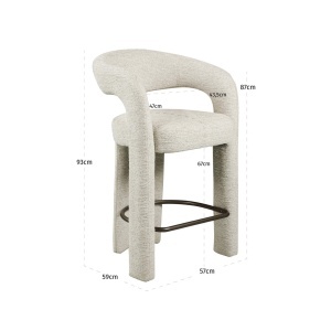 SCAUN BAR, DIN METAL/LEMN SI TEXTIL, CULOARE BEJ NATUR, RICHMOND INTERIORS - Img 6