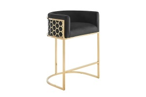 SCAUN BAR, ELEGANCE 180CM, DIN CATIFEA SI METAL, CULOARE NEGRU/AURIU, ARTIM GROUP SELECTION