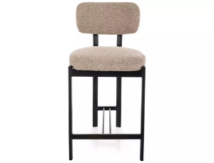 SCAUN BAR MISAKI H2, BEJ 253/NEGRU, TAPITERIE DIN TEXTIL SI PICIOARE DIN METAL, STIL MODERN