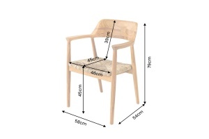 SCAUN BESTSELLER, KENNEDY, CU BRATE, REALIZAT DIN LEMN DE PIN SI RATAN, CULOARE NATUR, PENTRU RESTAURANTE SI CAFENELE - Img 6