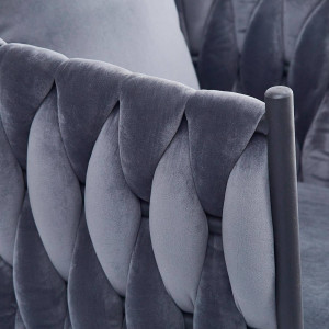 SCAUN CONFORTABIL AVATAR 2, GRI/NEGRU, TAPITERIE DIN CATIFEA SI PICIOARE DIN METAL, STIL MODERN - Img 8