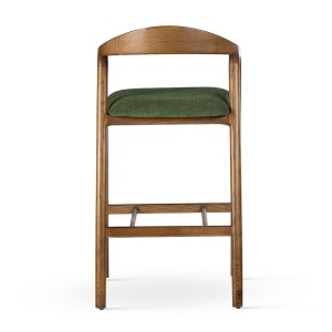 SCAUN DE BAR ALEN, VERDE/NUC, CONFECTIONAT DIN TAPITERIE DIN TEXTIL SI PICIOARE DIN LEMN, STIL MODERN - Img 4